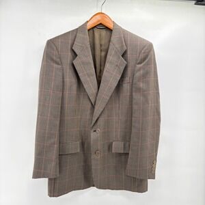Christian Dior Monsieur Vintage Houndstooth Blazer Brown Plaid Sport Coat Men's